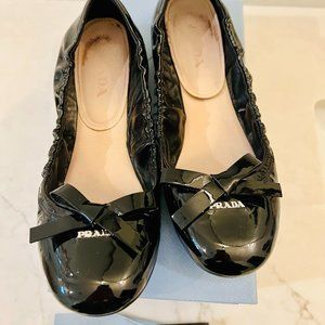 Prada Black Patent Ballet Flats